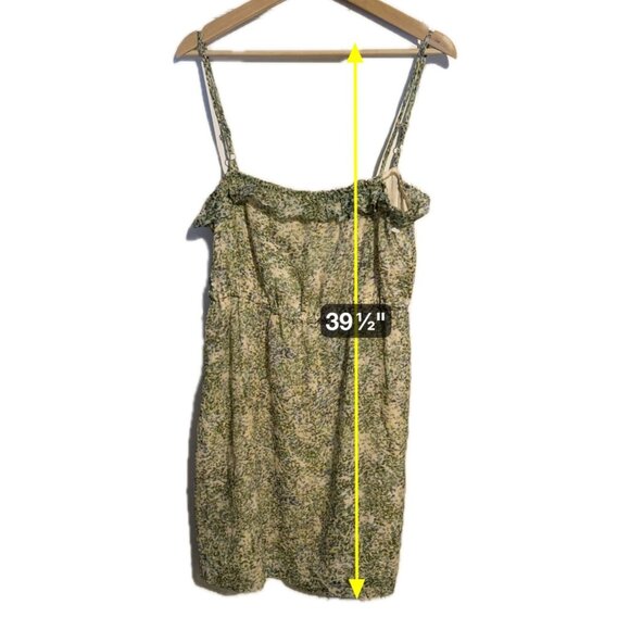 J Crew Floral Green & Cream Sleeveless Silk Dress Size 8 Adjustable Straps - Picture 9 of 12